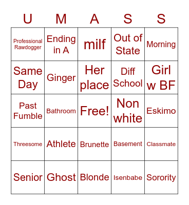 Umass Bingo Card