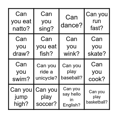 Can you? BINGO Card