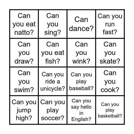Can you? BINGO Card