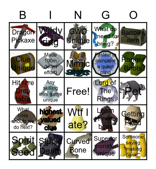 OSRS BINGO - SK Bingo Card