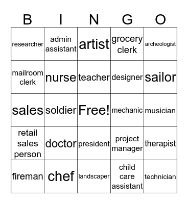 Career Bingo Card