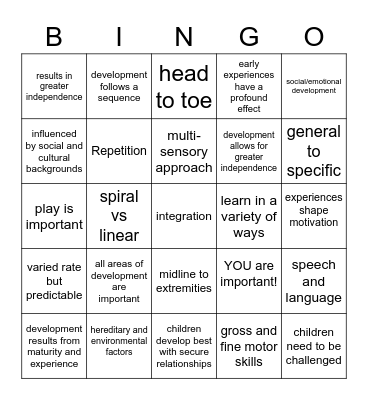 Development Bingo Card