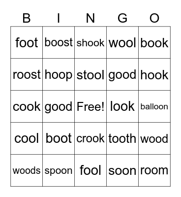 TH02 U4 Phonics Bingo Card