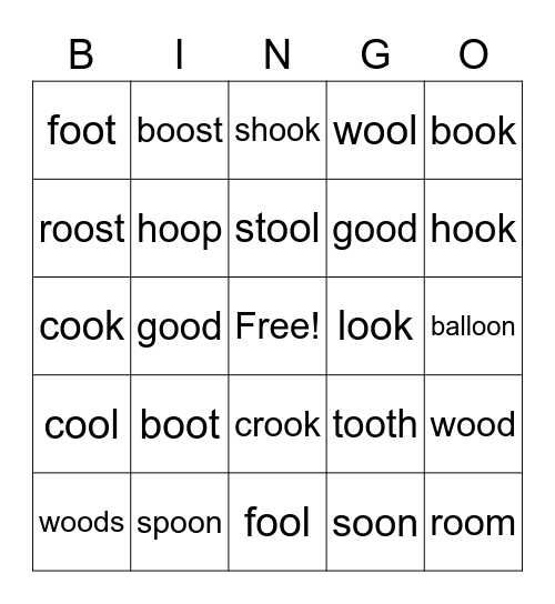 TH02 U4 Phonics Bingo Card