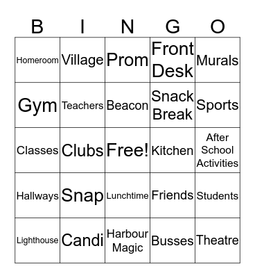 The Harbour School Bingo Card