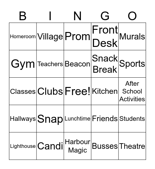 The Harbour School Bingo Card