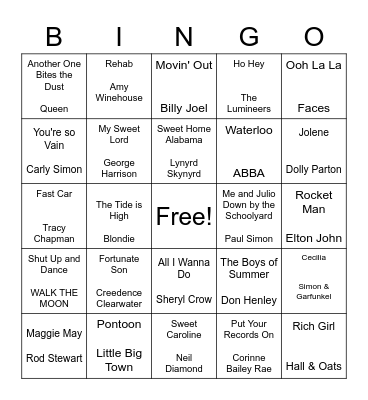 Truck 59 Music Bingo ~ Summer BBQ Bingo Card