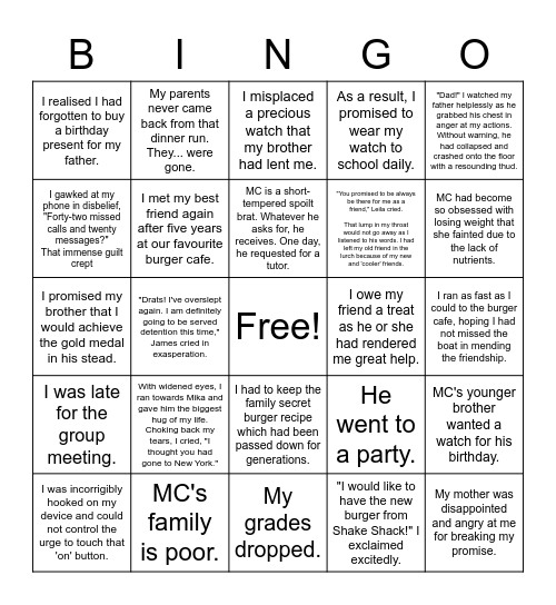 6IN Pay-Off: A Promise Bingo Card