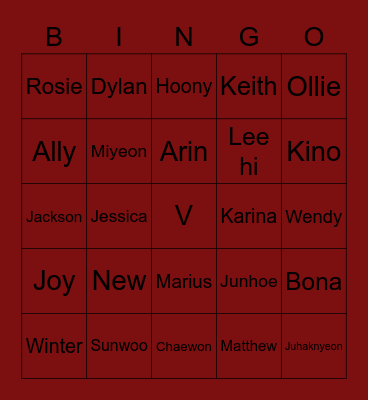 Junhoe's Board Bingo Card