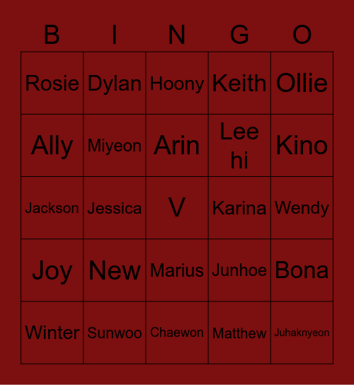 Junhoe's Board Bingo Card