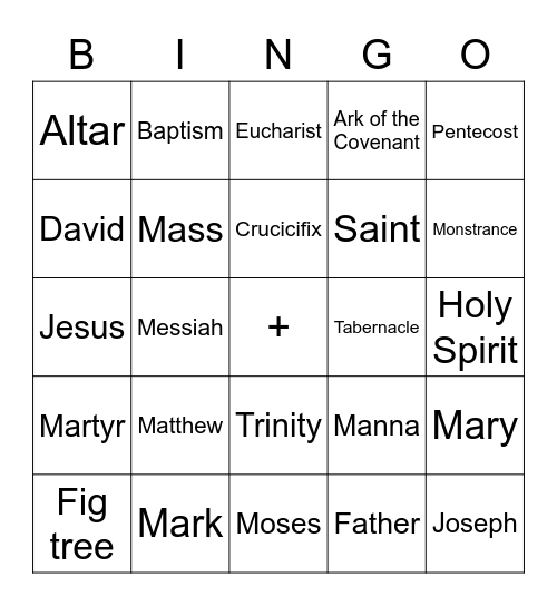 Catholic Bingo Card