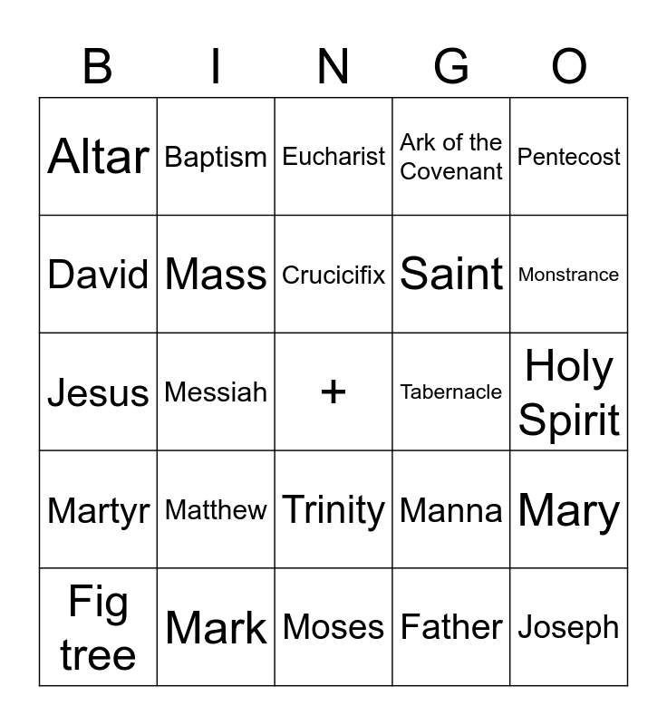 Catholic Bingo Card