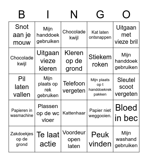 Hoe maak ik mijn vrouw gek Bingo Card