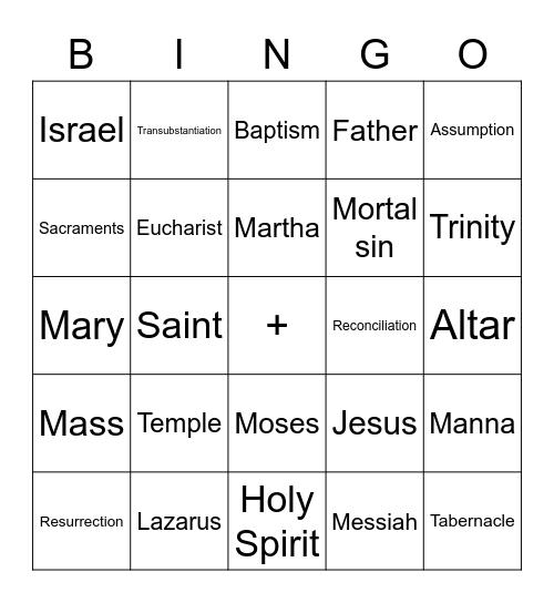 Catholic Bingo Card