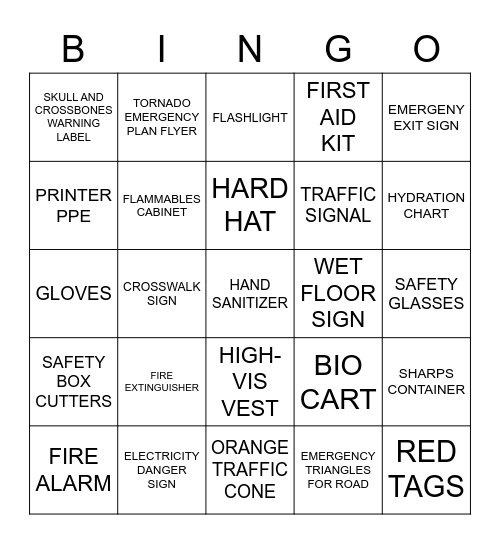 Cintas Safety Photo Bingo Card