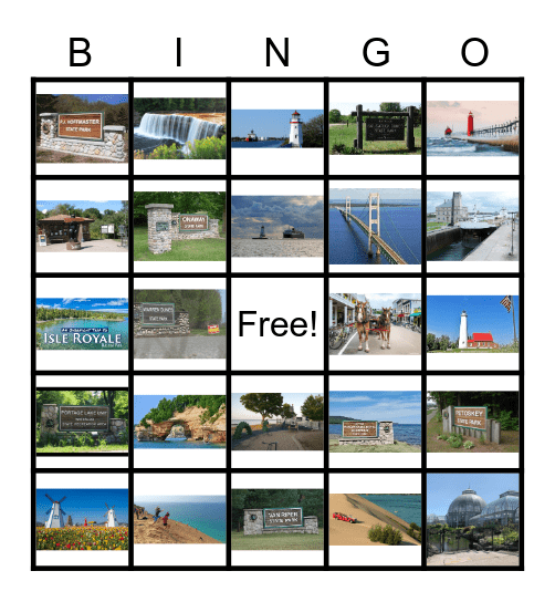 Michigan State Parks Bingo Card