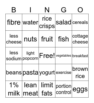 Good Food Bingo Card