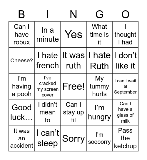 William Bingo Card