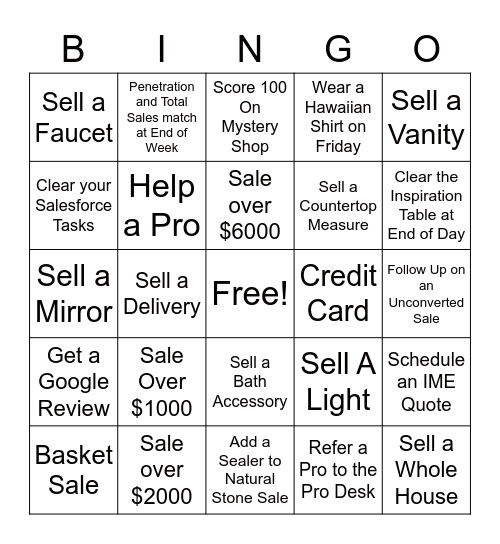 Design Team Bingo Card