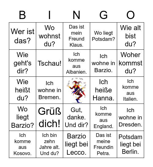 Erste Kontakte Bingo Card