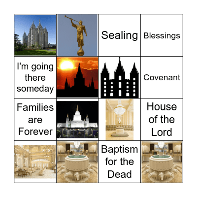 Temples are the House of the Lord Bingo Card