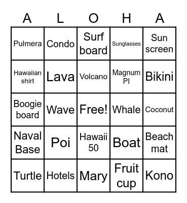 ALOHA BINGO Card