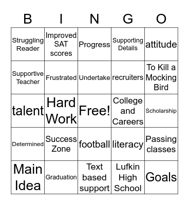 Workshop One: "Eye on the Graduation Prize Bingo Card