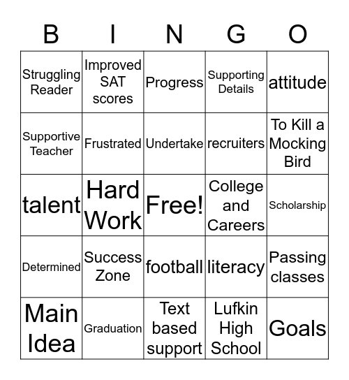 Workshop One: "Eye on the Graduation Prize Bingo Card