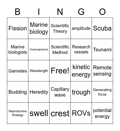Chapter 1-6 Bingo Card
