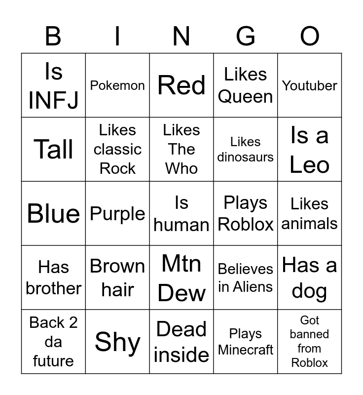 Special's Bingo Card