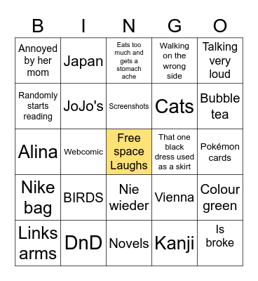 Lisl Bingo Card