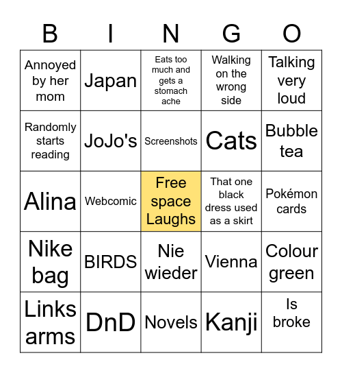 Lisl Bingo Card