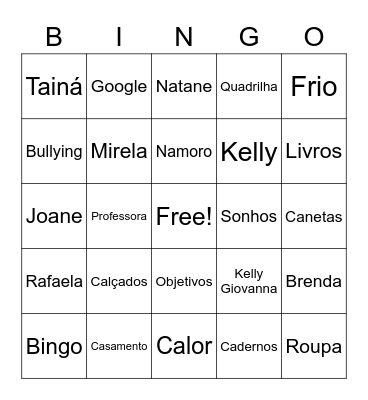 Bingo istragam Bingo Card