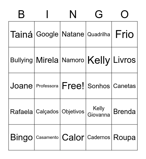 Bingo istragam Bingo Card