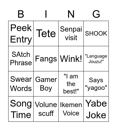 Debut Bingo Card