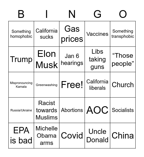 Jimmy Bingo Card