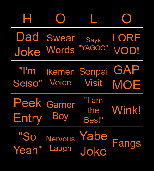 HOLOTEMPUS DEBUT Bingo Card