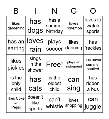 FIRST DAY!!! Bingo Card