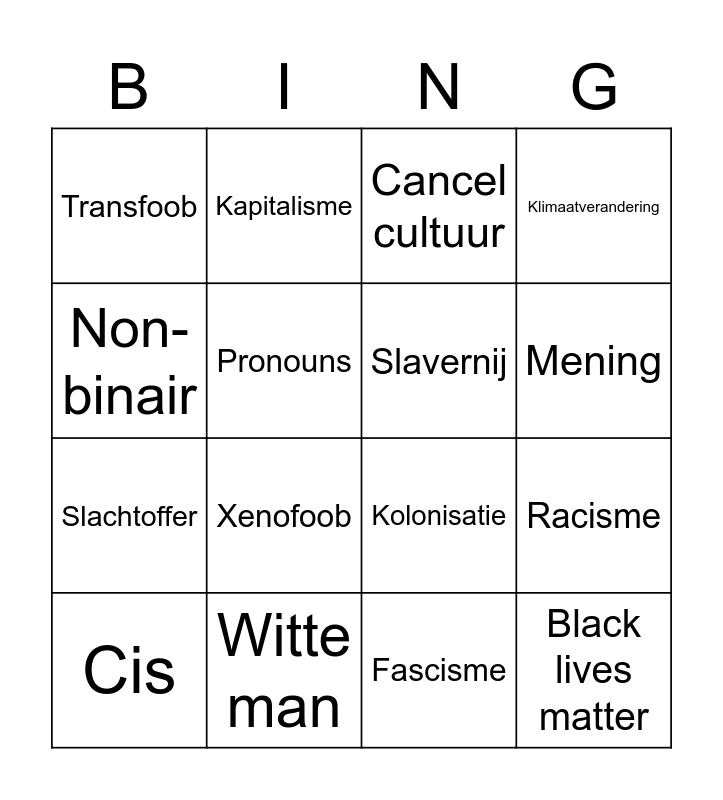 Woke Bingo Card