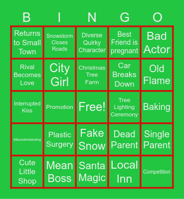 Hallmark Christmas Movie Bingo Card
