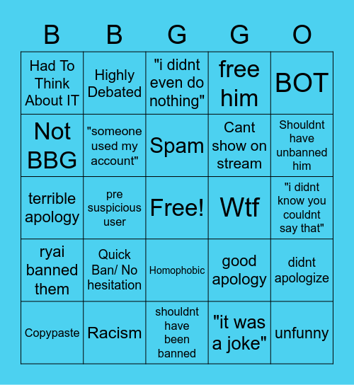 BBG UNBAN REQUEST Bingo Card