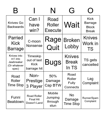 The World Bingo YBA Bingo Card