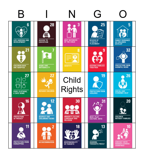 Child Rights (CRC) Bingo Card