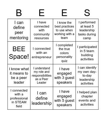 BEEGO Bingo Card