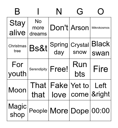 Affu🐣💜 Bingo Card