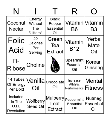 Bingo Young Living Style Bingo Card