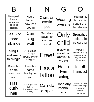 HUMAN BINGO Card