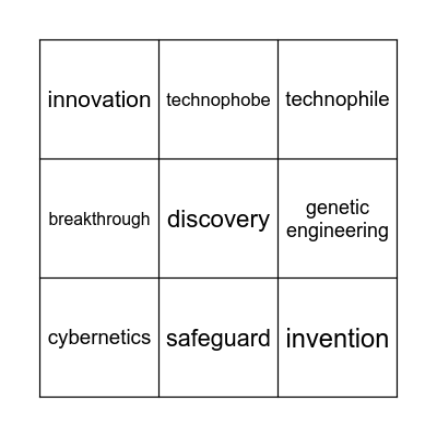 Vocabulary Bingo Card