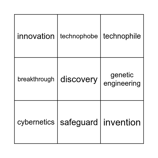 Vocabulary Bingo Card