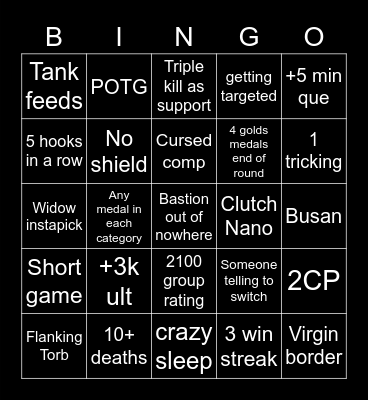 OW OPEN QUE Bingo Card